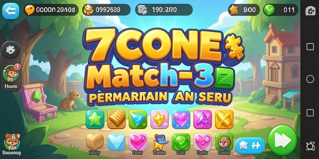 Tangkapan layar 7CONE menampilkan momen seru dari gameplay Match-3 yang mengasyikkan.
