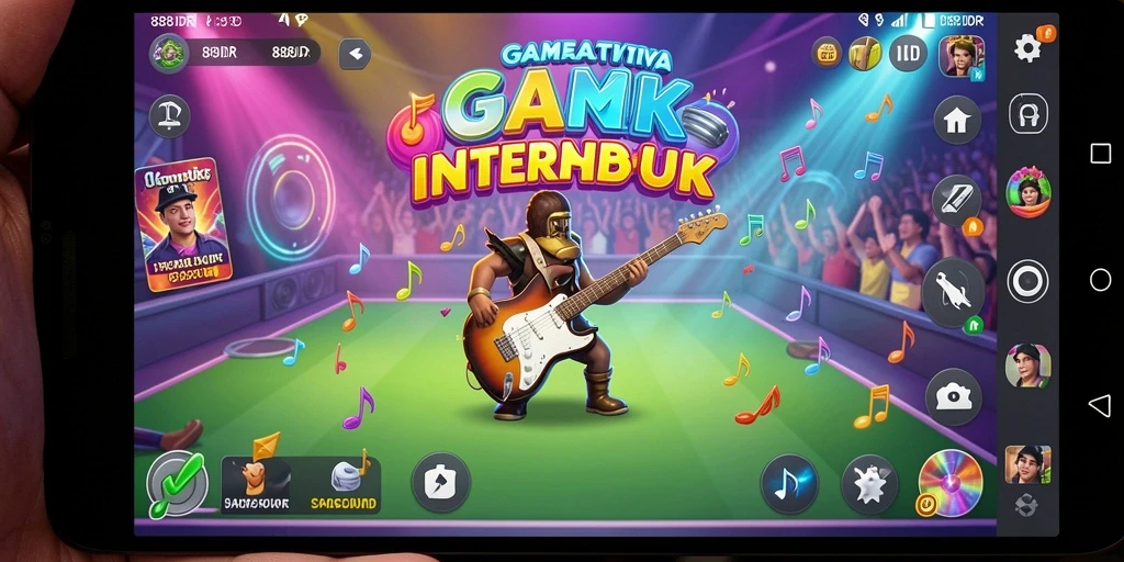 Tampilan permainan interaktif musik yang menarik dan penuh tantangan.