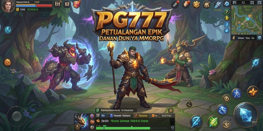 Screenshot utama PG777 menampilkan aksi epik dalam permainan MMORPG.