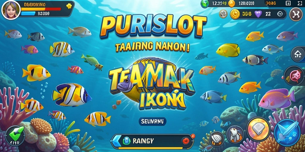 Tangkapan layar menunjukkan aksi tembak ikan yang seru dalam PURISLOT.