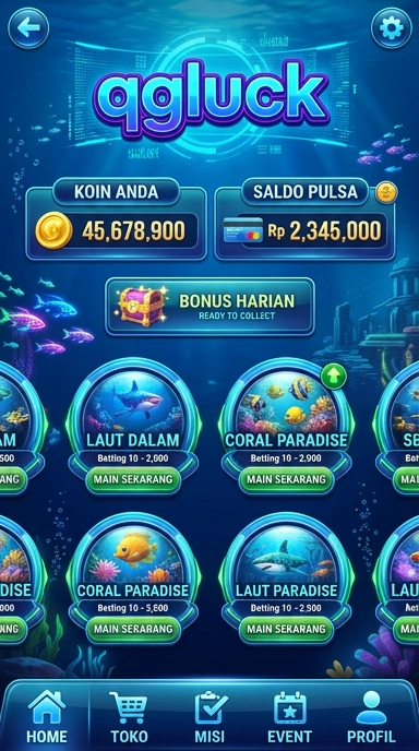 Tampilan aplikasi qgluck yang bersih dan terorganisir.